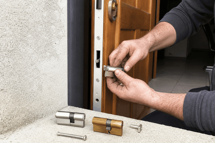 Remplacement de cylindre sur porte dans logement typique